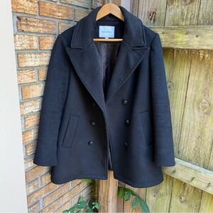 Pedro del Hierro Elegant Black Double-Breasted Pea Coat